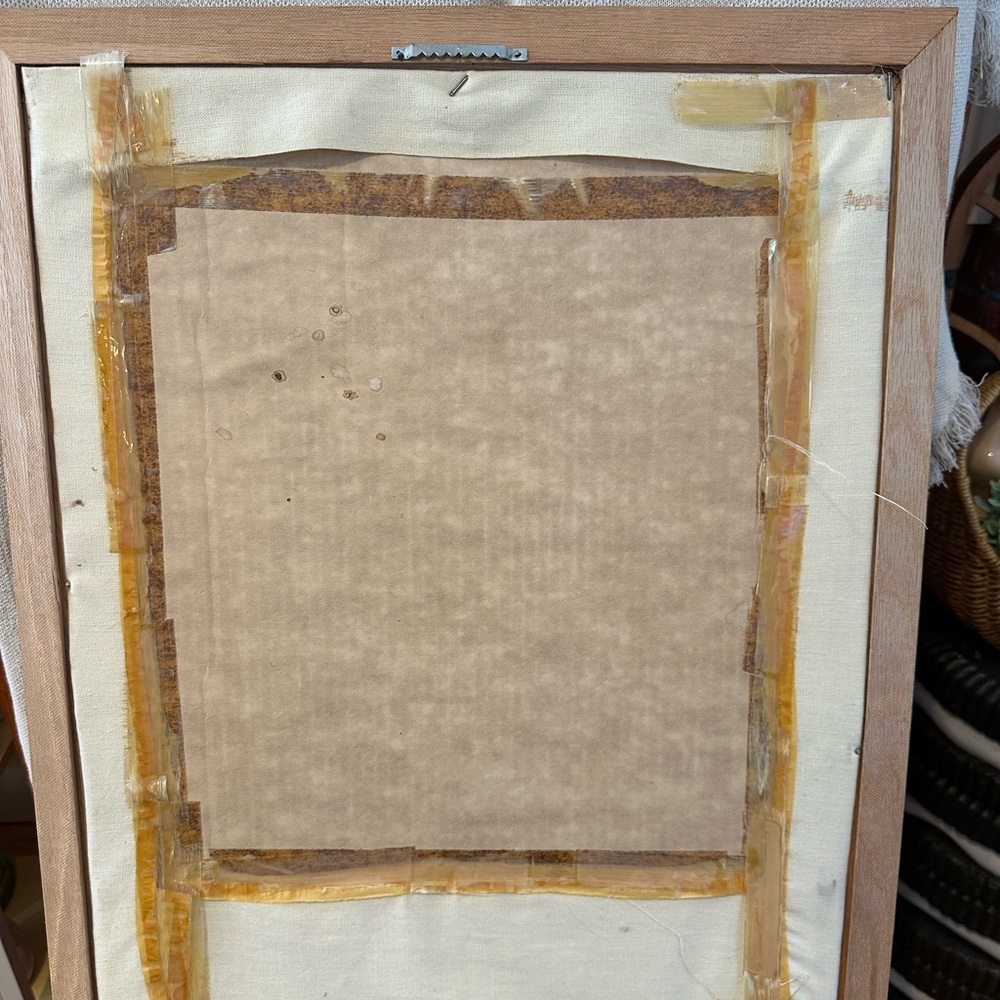Vintage Tiger Embroidery Crewel Wall Art in Wooden Etched Frame - Picture 4 of 4